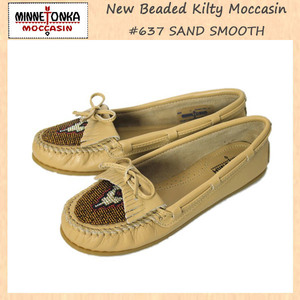 MINNETONKA(ミネトンカ) New Beaded Kilty Moccasin(ニュービーディッドキルティモカシン)#637 SAND SMOOTH レディース MT036-6(約23cm)