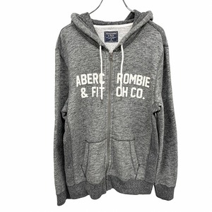 アバクロンビーアンドフィッチ Abercrombie＆Fitch パーカー スウェット ジップアップ 長袖 英字刺繍 綿×ポリ XS SS ヘザーグレー メンズ