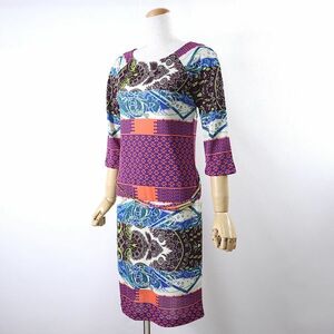 3-YK024【美品】エトロ ETRO ワンピース ベルト付 マルチカラー ペイズリー 40 レディース