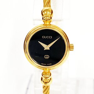 【1円スタート】GUCCI グッチ 2700L バングルウォッチ GP ブラック文字盤 クオーツ レディース腕時計 ジャンク 343142