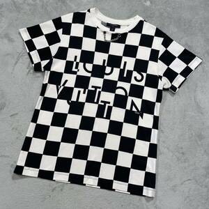 1円　極美品　LOUIS VUITTON ルイヴィトン　半袖Tシャツ　半袖　Tシャツ　チェック柄　ブラック/ホワイト　Mサイズ 9869