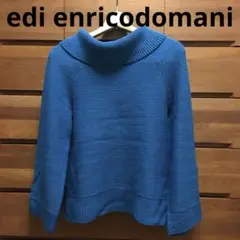 edi enricodomani ブルーワイドスリーブリブニットセーター