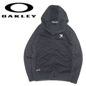 着用少 最高級 OAKLEY 薄手軽量 蓄熱保温 ウール ニット パーカー ジャケット セーター メンズL オークリー ゴルフウェア スカル 2411207