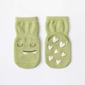 ☆ グリーン×ハート ☆ Mサイズ（12cm） ☆ キッズ ソックス 滑り止め sesocks04 ベビー 靴下 滑り止め ソックス キッズ くつ下