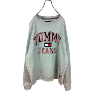 TOMMY JEANS トミージーンズ 刺繍 ビッグロゴ グレー トレーナー メンズ Mサイズ