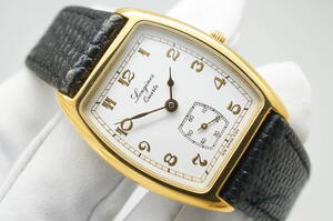 A101●美品 LONGINES ロンジン L976.2 白文字盤 スモセコ トノー型 メンズ腕時計 ゴールド金 お洒落 クォーツ