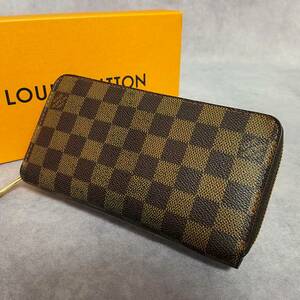 【良好　クリーニング済】　LOUIS VUITTON　ルイヴィトン　本革　レザー　ダミエ　ジッピーウォレット　ラウンドファスナー長財布　N60015