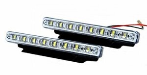 【ノーブランド品】デイライト LED 16発 12V 汎用 左右 2個セット ホワイト 取り付けステー付属