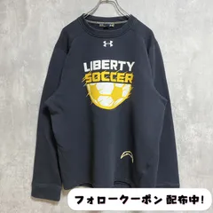 古着 used　アンダーアーマー　LIBERTY SOCCER　長袖プリントスウェット　トレーナー　黒　ロゴ刺繍