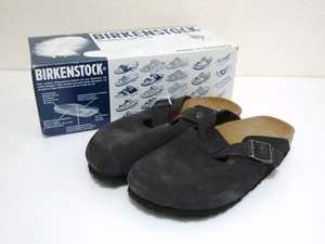 ドイツ製 BIRKENSTOCK ビルケンシュトック Boston ボストン 靴 サンダル グレー 箱付き 38(24.5cm) レディース7 メンズ5 スウェード 男女兼