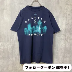 古着 used　Majestic　マジェスティック　シアトルマリナーズ　半袖プリントTシャツ　ネイビー　レトロ　野球　ベースボール