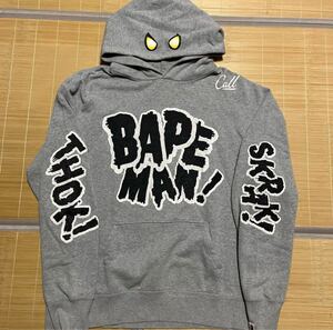 初期　APE BAPE KAWS BAPEMAN L シャーク　パーカー　スウェット　GREY グレー　SHARK HOODIE 