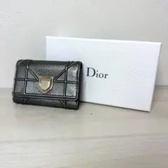 Dior DIORAMA メタルグレー ブラック 三つ折り財布 ウォレット 財布