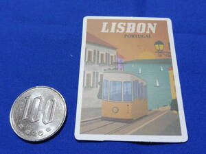 【送料63円】リスボン　トラム　海外旅行ミニステッカー(LISBON/ポルトガル/路面電車/シール/スーツケース/スマホ) 