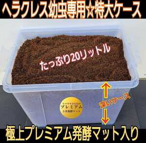 特大ケース付き☆プレミアム発酵マット20L入り☆カブトムシ幼虫を入れるだけ☆便利！大型成虫羽化できます！コバエ防止特殊フィルター付き