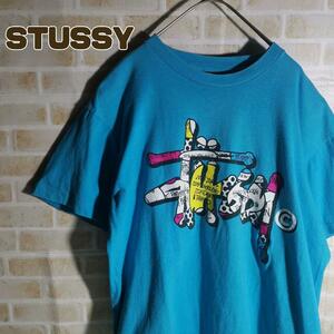 STUSSY　ステューシー　Tシャツ　半袖　水色　青　ショーン　フォント