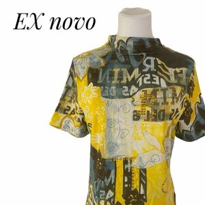 EX novo レディース　半袖　Tシャツ　イタリア製　イエロー　総柄