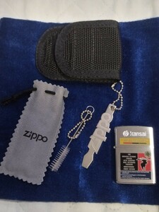 山本寛斎 デザイン Zippo ジッポ メンテナンスキット ケース 付き　レトロ