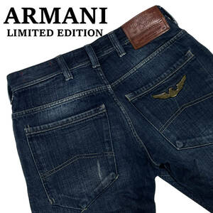 アルマーニ ARMANI JEANS 1688 JOG W29 (約78cm W31相当) イーグル モチーフ ダメージ加工 ペイント加工 メンズ デニム パンツ ジーンズ