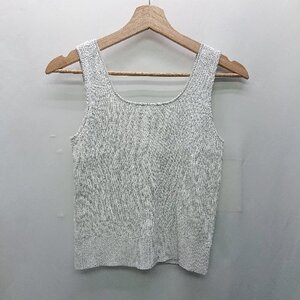 ◇ ⊂ La boutique BonBon 綿混合 ラメリブニットタンク ノースリーブ タンクトップ サイズF ライトグレー レディース E