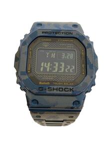 CASIO◆ソーラー腕時計_G-SHOCK/デジタル/チタン/BLK/BLU/チタン