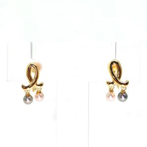 1円〜!!TASAKI(田崎真珠)美品!!▲K18 アコヤ本真珠ベビーパールイヤリング▲J 約3.6g 約3.5mm珠 pearl earring jewelry EC5/EC6 C207