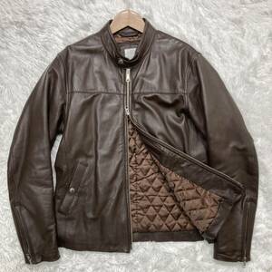 1円〜 美品 ◎UNITED ARROWS/ユナイテッドアローズ シングル ライダースジャケット 山羊革 ゴートレザー M キルティング ブラウン メンズ