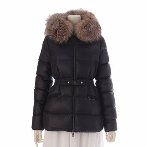 【モンクレール】Moncler　Boed ファー フード ベルト ダウンジャケット コート アウター ブラック 1 【中古】【正規品保証】207441