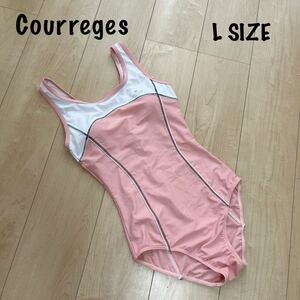 美品　Courreges クレージュ　デサント　競泳水着 ワンピース　水着　Lサイズ　ベビーピンク　スイムウェア　プール　フィットネス水着