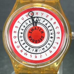 SWATCH スウォッチ FIND THE CODE GK720 腕時計 アナログ クオーツ スケルトン ホワイト文字盤 ラウンド ラバーバンド ブラック レッド