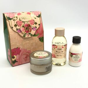 【26321】SABON サボン シャワーオイル 100ml ボディスクラブ 60ｇ シルキーボディミルク 50ml 3点セット ホワイトローズ 梱包60サイズ