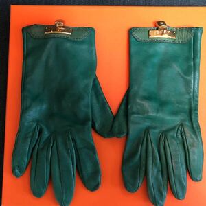 HERMES エルメス レザー手袋 グローブ ゴールド金具 サイズ6.5羊革 ラム 革手袋 GLOVES