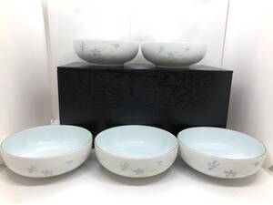 美品★清秀★有田焼★スミレ絵柄 小鉢揃い 深皿 盛皿 鉢 和食器 5客