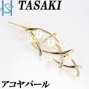 タサキ 田崎真珠 アコヤパール ブローチ K18YG 透かし 梨地 マット ツヤ消し TASAKI 美品 中古 SH108526