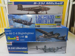 【中古】Revell　レベル　1/48　軍用機プラモ⑤まとめて4点セット　B-24J Liberator 等　未組立　1点未開封　1円スタート　J2 A3187