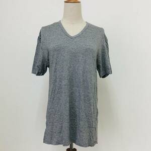 k1600 美品 COMME CA MEN コムサ Tシャツ 半袖 綿混 Vネック 薄手 夏 L グレー 無地 メンズ 万能 着回し シンプルデイリーカジュアル 