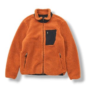 ★エディーバウアー Eddie Bauer ボア フリース ジャケット S オレンジ ネイビー メンズ アウトドア 裏メッシュ 切替 ブルゾン アウター★