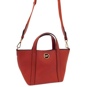 1円 ■ 極美品 マイケルコース 2wayバッグ レッド系 レザー MKサークルロゴ 普段使い MICHAEL KORS ■E.Bsr.tl-14