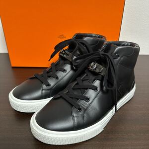 【未使用に近い】HERMES エルメス デイドリーム ハイカット スニーカー サイズ 40 1/2 ケリー金具 黒 ブラック