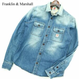 Franklin & Marshall フランクリン＆マーシャル 通年 USED加工★ デニム 長袖 ワーク シャツ Sz.S　メンズ　A3T09551_8#C