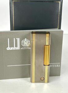 【SM1147】 dunhill ダンヒル ガスライター ローラ式 シルバー ゴールドカラー 喫煙具 喫煙グッズ ライター 箱付き