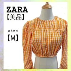 ZARA　ザラ　長袖シャツ　トップス　ウエストギャザー　シャーリングスリーブ M