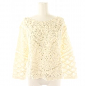 ヴィヴィアンタム 24SS BATTENBERG STYLE SWEATER ニット セーター 長袖 九分袖 透かし編み 38 生成り アイボリー /ES ■OS レディース