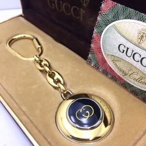 未使用 オールドグッチ キーホルダー バッグチャーム インターロッキング GUCCI ケース付き メンズ レディース 男女兼用