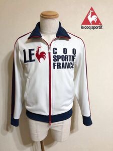 【美品】 le coq sportif ルコック サイクル ジャージ トラックトップ ジャケット サイズS 長袖 白 ネイビー 赤 QB-551473Y