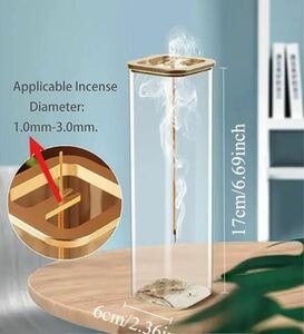 周りが汚れにくい お香立 線香立 おしゃれ 逆さインセンスホルダー ガラス香炉 ガラス灰受け付きのお香スティックホルダー ヨガ 未使用