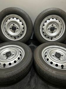 155/70R13 BRIDGESTONE/ECOPIA EP150 18年製 トヨタ 純正スチール 13インチ 4J 100 4H 夏タイヤ 4本 (南1-D163)