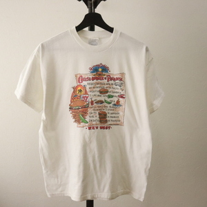 W530 2000年代製 ヘインズ 半袖プリントTシャツ■00s 表記ユースXLサイズ 白 ホワイト ビール アート アメカジ ストリート 古着 古着卸 90s