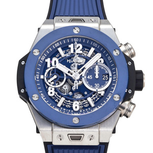 ウブロ HUBLOT ビッグバン ウニコ チタニウム ブルーセラミック 421.NL.5170.RX ブルー/シルバー文字盤 中古 腕時計 メンズ