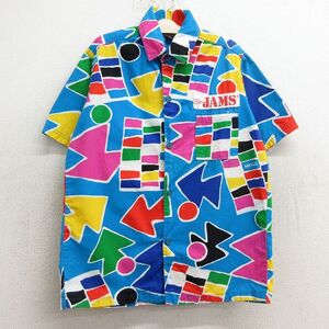 古着 ジャムズ JAMS 半袖 シャツ キッズ ボーイズ 子供服 80s 総柄 JAMS 水色他 spe 24apr17